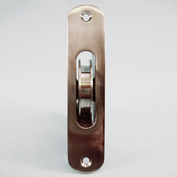 THD138/SNP • Satin Nickel • Radiused • Sash Pulley With Steel Body and 50mm [2] Brass Ball Bearing Pulley